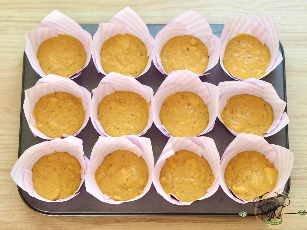 Gluténmentes vegán sütőtökös-körtés muffinok